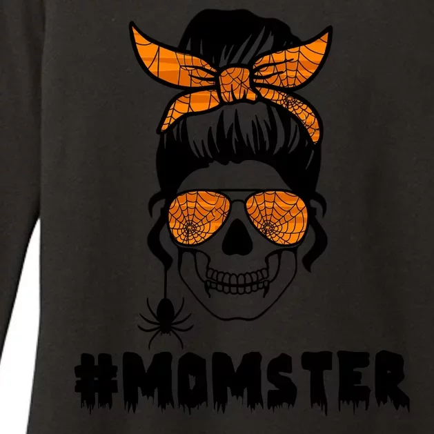 Momster Messy Bun Cute Halloween Womens CVC Long Sleeve Shirt