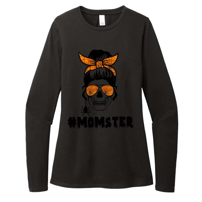 Momster Messy Bun Cute Halloween Womens CVC Long Sleeve Shirt