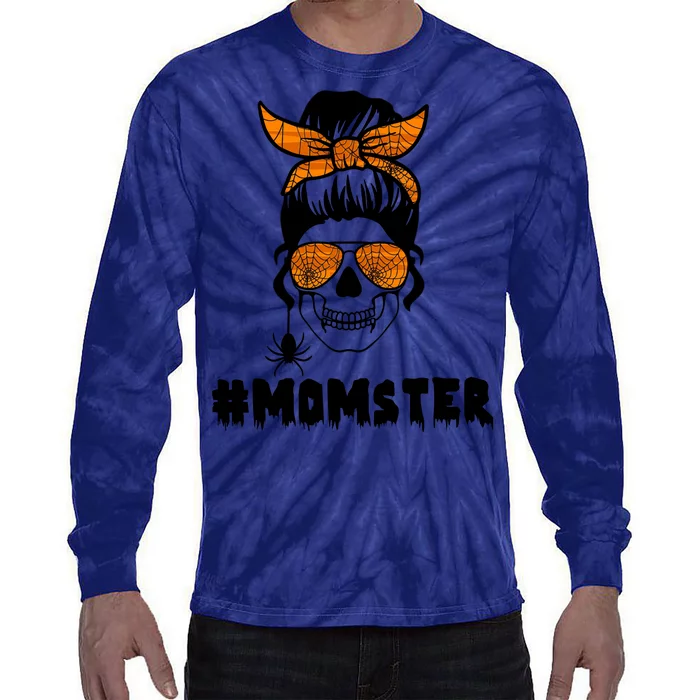 Momster Messy Bun Cute Halloween Tie-Dye Long Sleeve Shirt