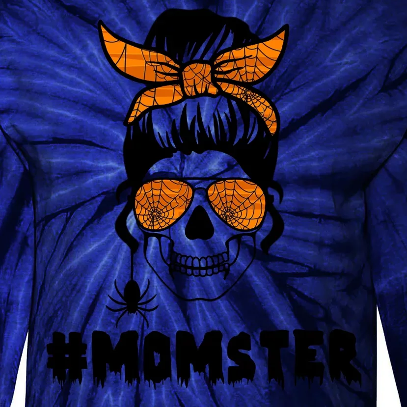 Momster Messy Bun Cute Halloween Tie-Dye Long Sleeve Shirt