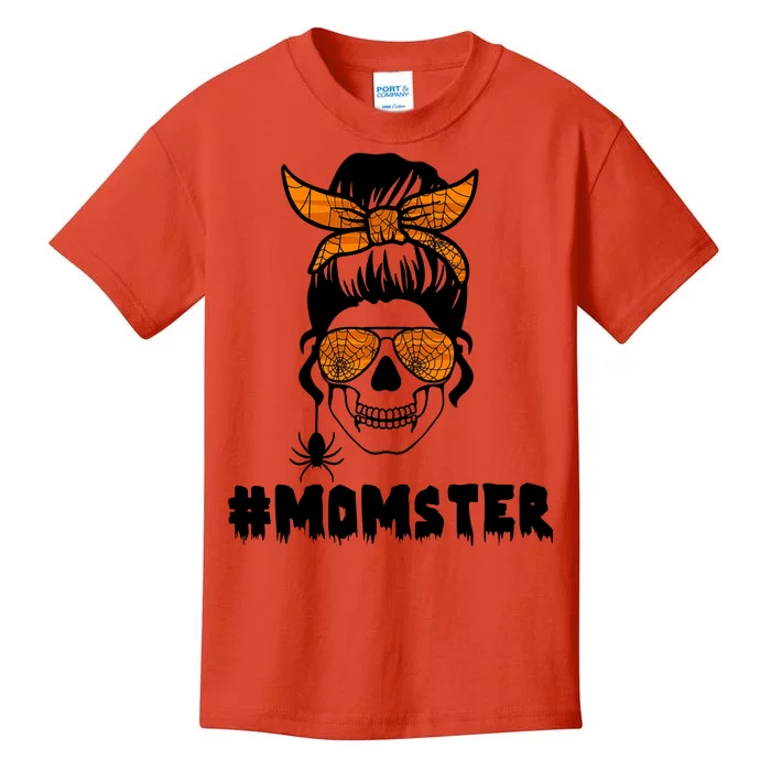 Momster Messy Bun Cute Halloween Kids T-Shirt