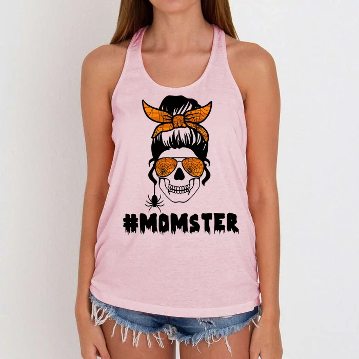 Momster Messy Bun Cute Halloween Women's Knotted Racerback Tank