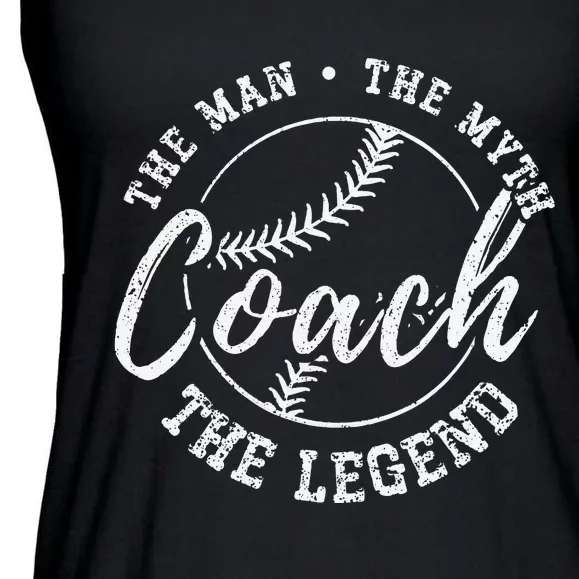 Man Myth Baseball Coach Legend Funny Baseball Coach Ladies Essential Flowy Tank