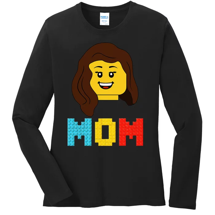 Mom Master Builder Building Bricks Blocks Matching Family Ladies Long Sleeve Shirt