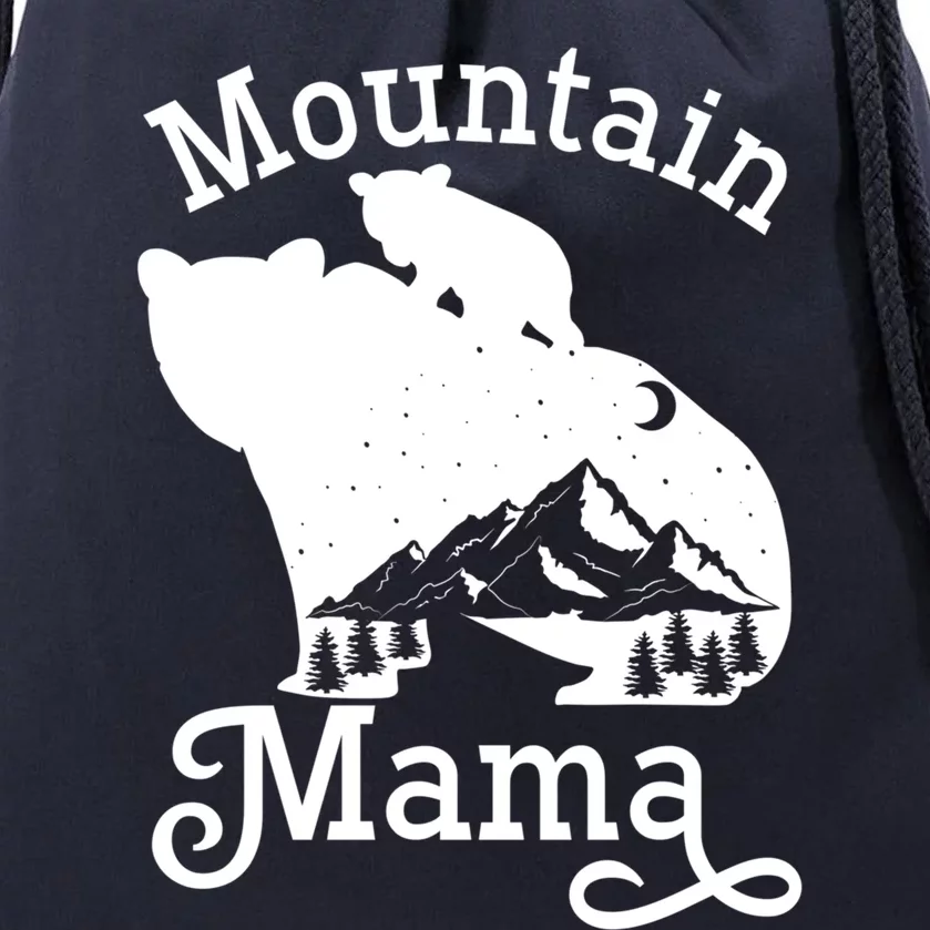 Mountain Mama Bear With Hiking Nature Mother's Day Meaningful Gift Drawstring Bag