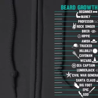 Mens Mens BEARD GROWTH CHART Measurement Beard Full Zip Hoodie