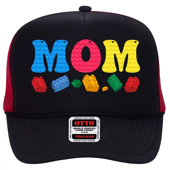 Mom Master Builder Building Bricks Blocks Family Set Parents Gift High Crown Mesh Trucker Hat