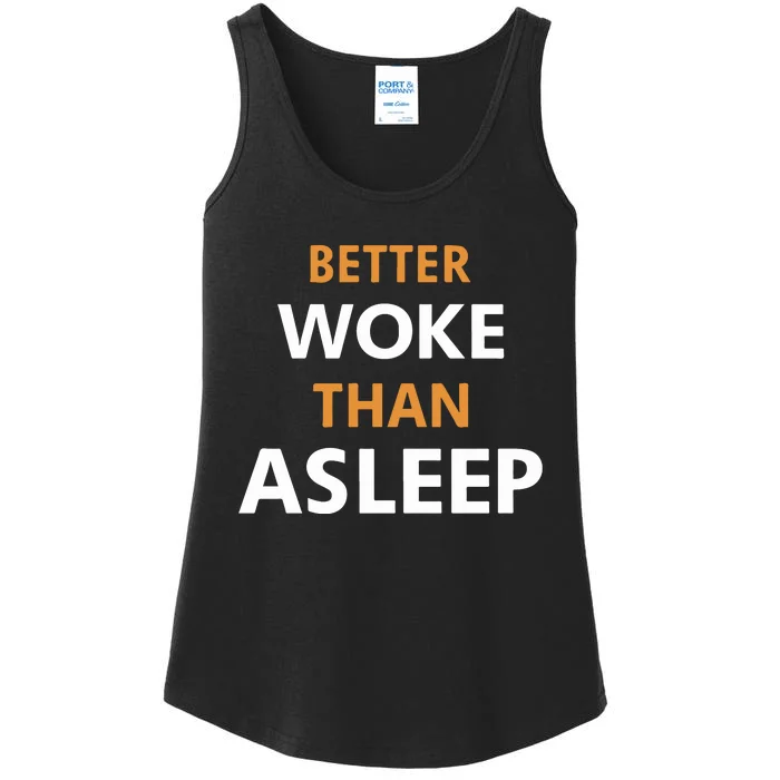 Mahogany Mommies Better Woke Than Asleep Ladies Essential Tank