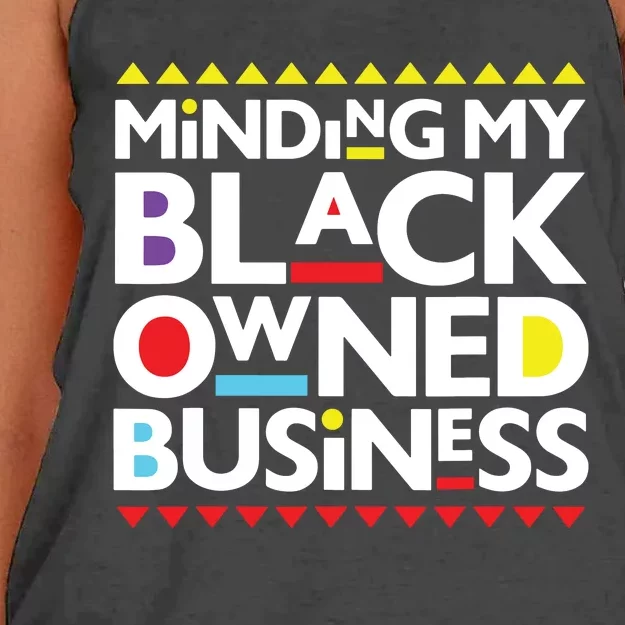 Minding My Black Owned Business African History Month Pride Women's Knotted Racerback Tank