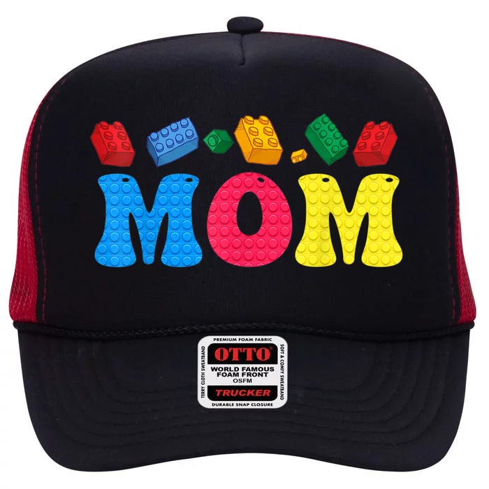 Mom Master Builder Building Bricks Blocks Family Set Parents Gift High Crown Mesh Trucker Hat