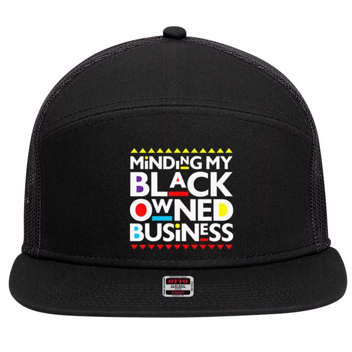 Minding My Black Owned Business African History Month Pride 7 Panel Mesh Trucker Snapback Hat