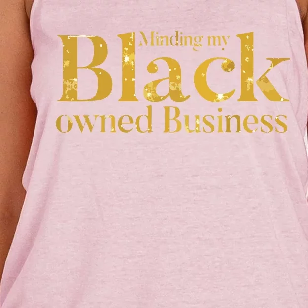 Minding My Black Owned Business Entrepreneur Black Boss Women's Knotted Racerback Tank