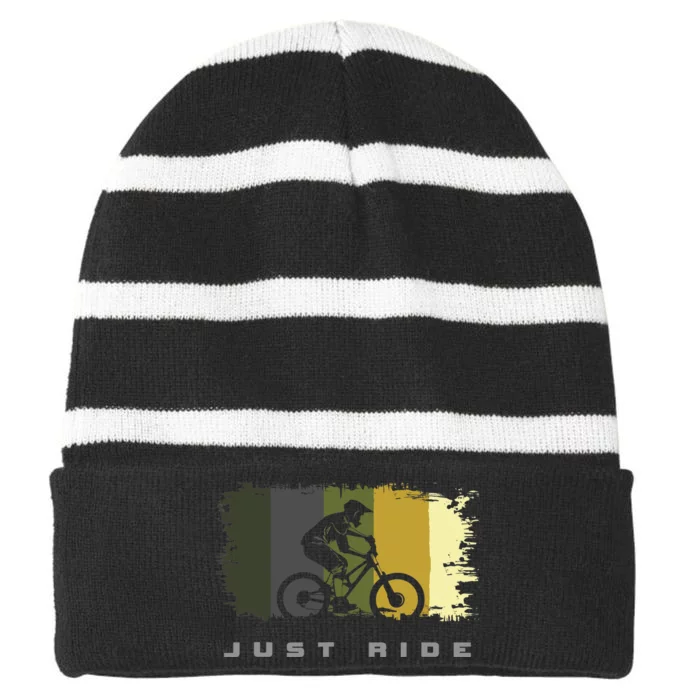 MTB Mountain Bike Striped Beanie with Solid Band