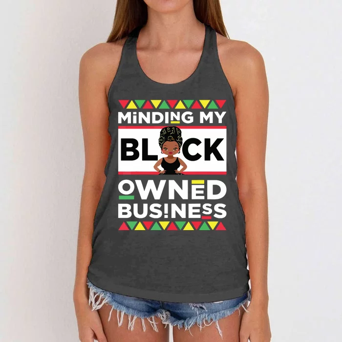 Minding My Black Owned Business Women's Knotted Racerback Tank