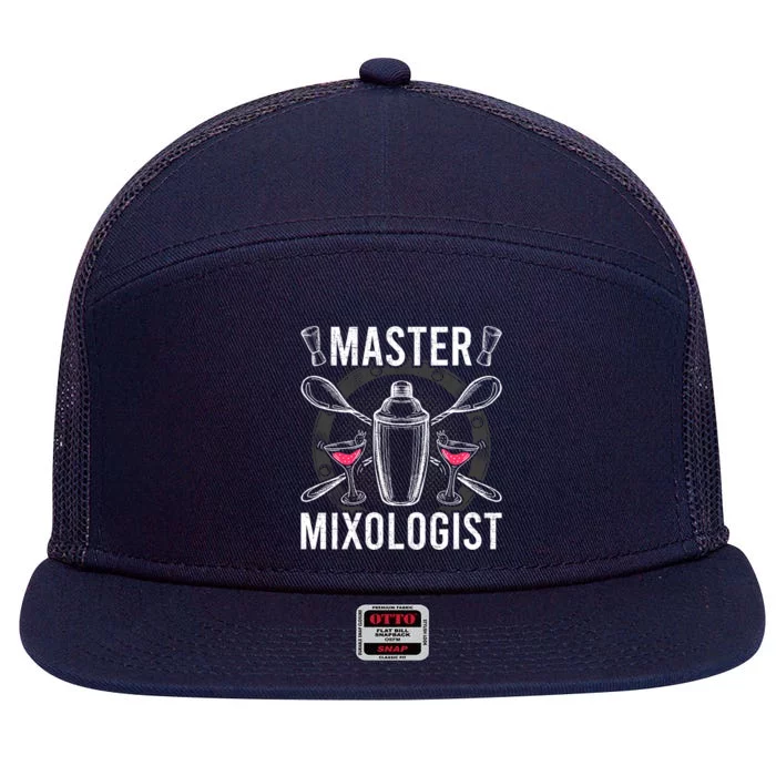 Master Mixologist Bartending Bartender Gift 7 Panel Mesh Trucker Snapback Hat