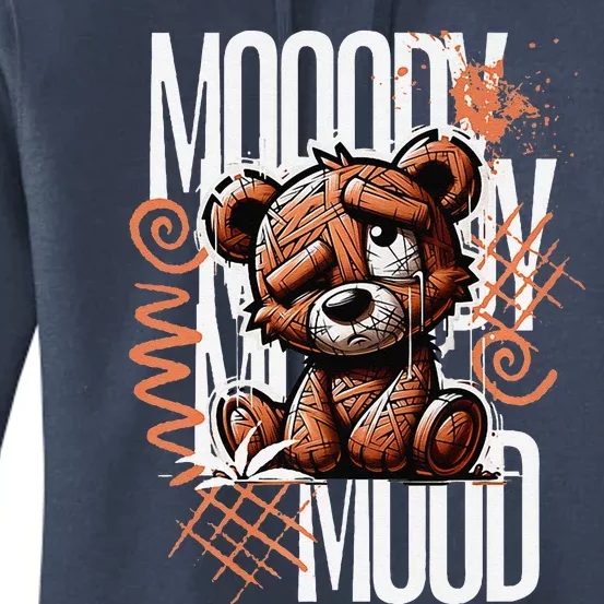 Moody Mood Bandaged Bear Blues Premium Women's Pullover Hoodie