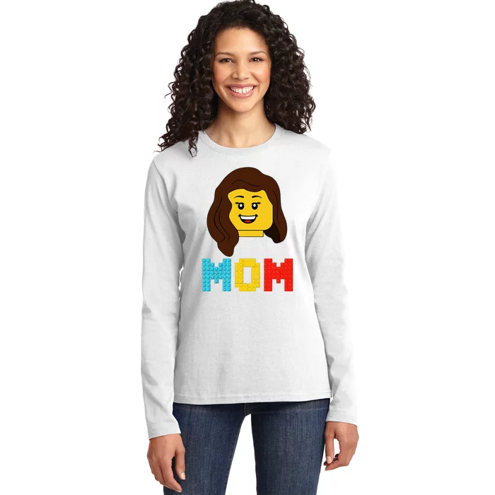 Mom Master Builder Building Bricks Blocks Matching Family Ladies Long Sleeve Shirt