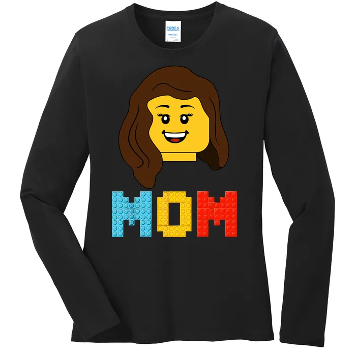 Mom Master Builder Building Bricks Blocks Matching Family Ladies Long Sleeve Shirt