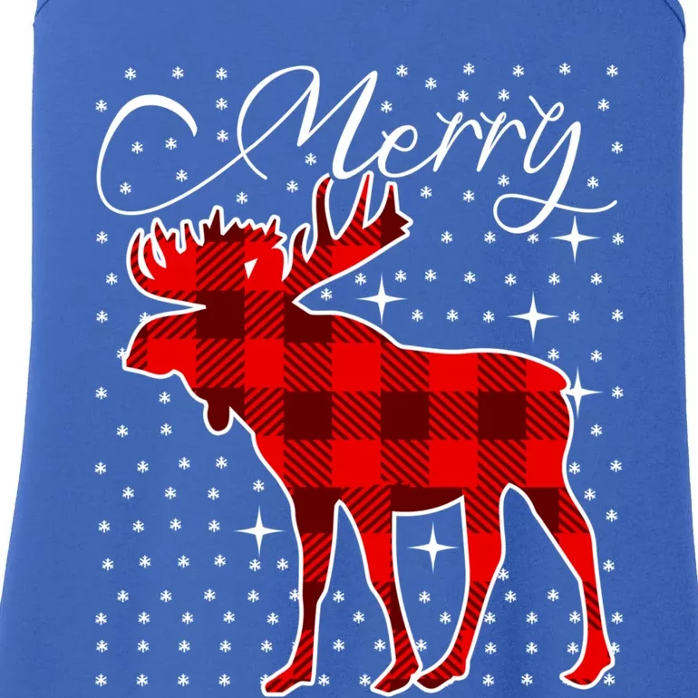 Merry Moose Buffalo Red Plaid Funny Couples Christmas Pajama Gift Ladies Essential Tank