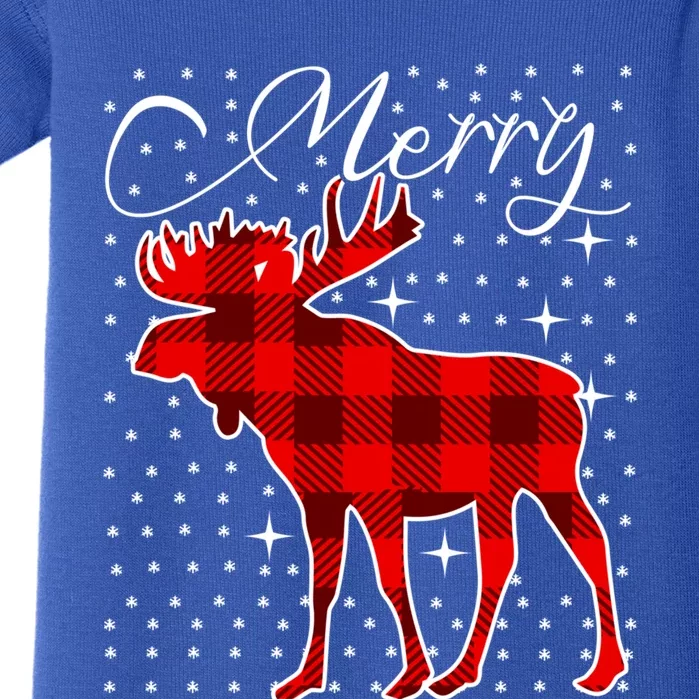 Merry Moose Buffalo Red Plaid Funny Couples Christmas Pajama Gift Baby Bodysuit