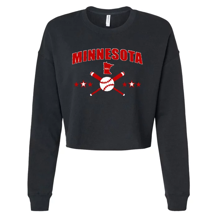 Minnesota Mn Baseball Vintage Cropped Pullover Crew