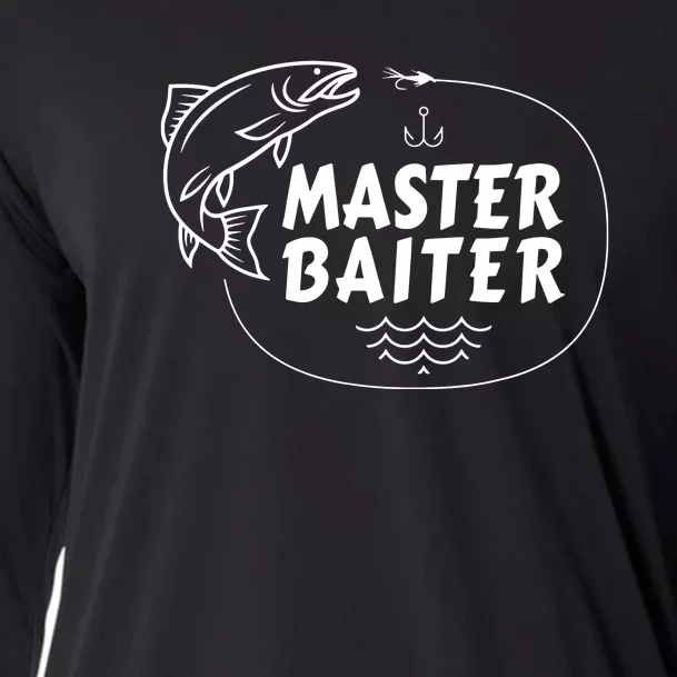 Mens Master Baiter Shirt Funny Fishing Fisherman Joke Dad Grandpa Cooling Performance Long Sleeve Crew