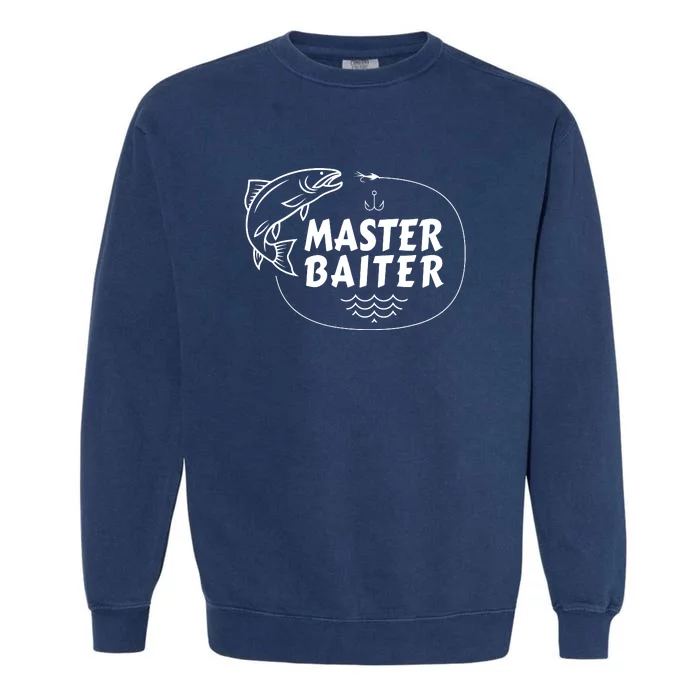 Mens Master Baiter Shirt Funny Fishing Fisherman Joke Dad Grandpa Garment-Dyed Sweatshirt