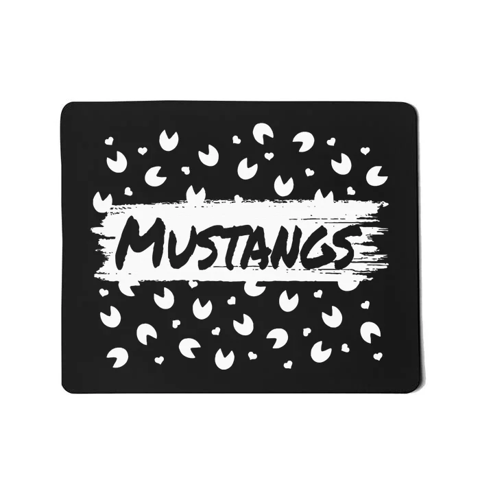 Mustangs Mascot Back To School Spirit Footprint Heart Squad Mousepad