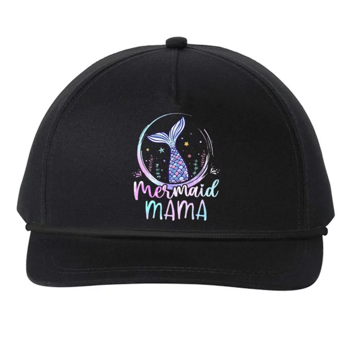 Mermaid Mama Birthday Mermaid Girl Beach Mermaid Tail Snapback Five-Panel Rope Hat