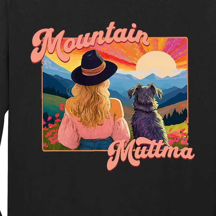 Mountain Muttma Boho Dog Hiking Trail Camping Adventure Tall Long Sleeve T-Shirt