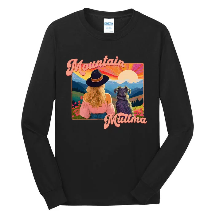 Mountain Muttma Boho Dog Hiking Trail Camping Adventure Tall Long Sleeve T-Shirt