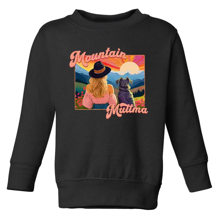 Mountain Muttma Boho Dog Hiking Trail Camping Adventure Toddler Sweatshirt