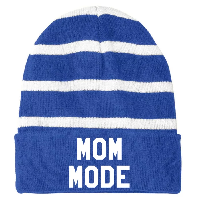 Mom Mode Cool Gift For Badass Mama Wife Mom Boss Blessed Momma Cool Gift Striped Beanie with Solid Band