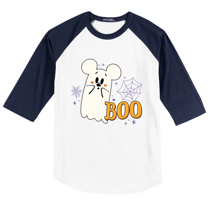 Mickey Mouse Cute Little Ghost Boo Halloween Baseball Sleeve Shirt