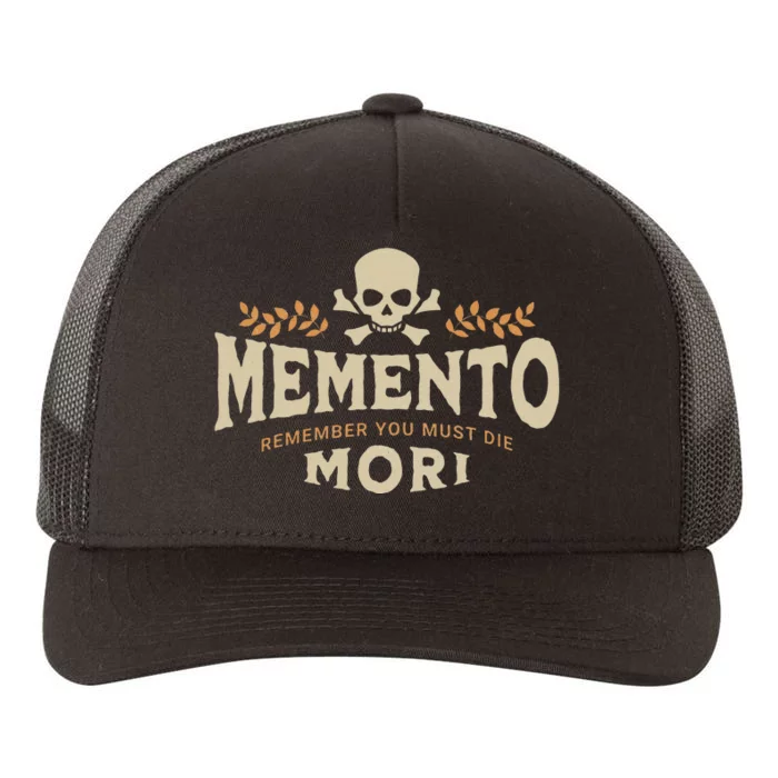 Memento Mori Catholic Design Meaning Traditional Latin Skull Yupoong Adult 5-Panel Trucker Hat