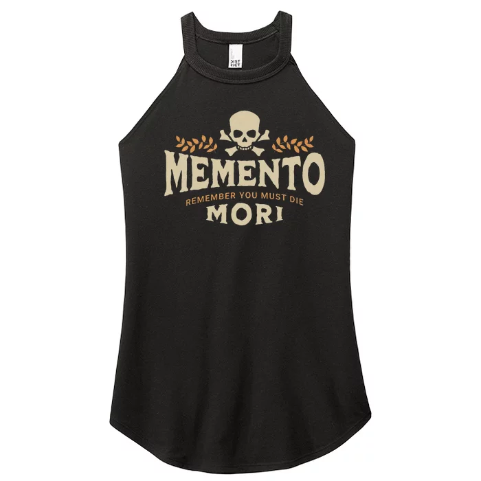 Memento Mori Catholic Design Meaning Traditional Latin Skull Women’s Perfect Tri Rocker Tank