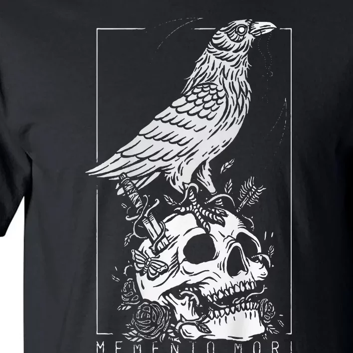 Memento Mori Crow Skull Moon Tall T-Shirt