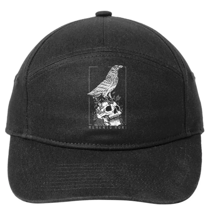 Memento Mori Crow Skull Moon 7-Panel Snapback Hat