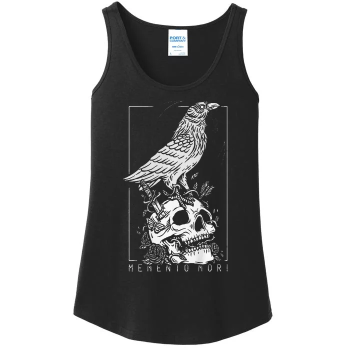 Memento Mori Crow Skull Moon Ladies Essential Tank