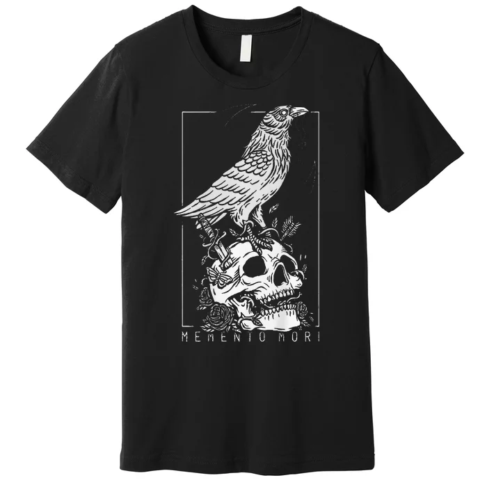 Memento Mori Crow Skull Moon Premium T-Shirt