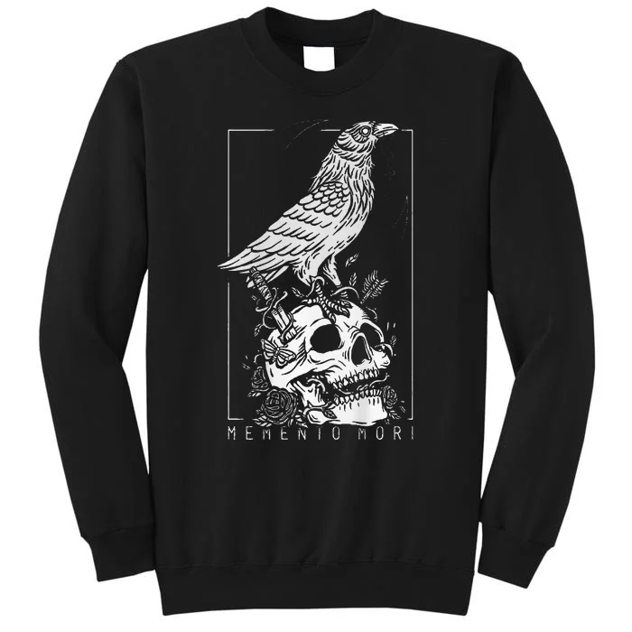 Memento Mori Crow Skull Moon Tall Sweatshirt