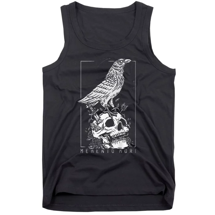 Memento Mori Crow Skull Moon Tank Top