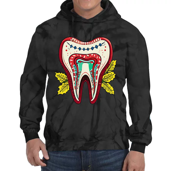 Merry Molar Christmas Dentist & Dental Lover's Tie Dye Hoodie