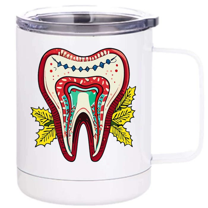 Merry Molar Christmas Dentist & Dental Lover's Front & Back 12oz Stainless Steel Tumbler Cup