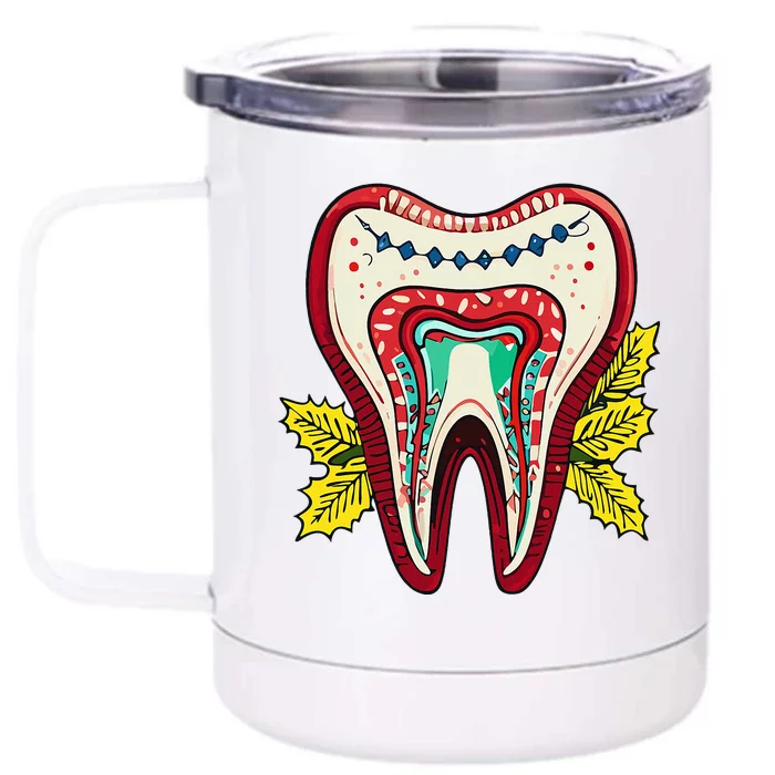 Merry Molar Christmas Dentist & Dental Lover's Front & Back 12oz Stainless Steel Tumbler Cup