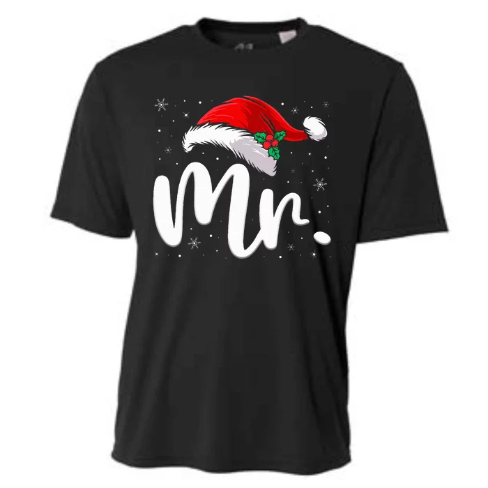 Mr Mrs Claus Christmas Couples Matching His And Her Pajamas Cooling Performance Crew T-Shirt