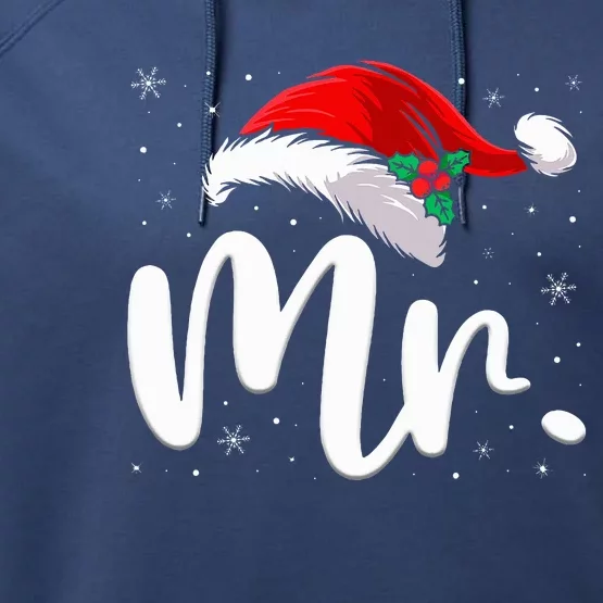 Mr Mrs Claus Christmas Couples Matching His And Her Pajamas Performance Fleece Hoodie