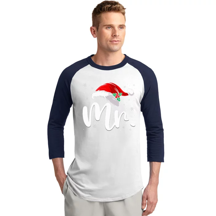 Mr Mrs Claus Christmas Couples Matching His And Her Pajamas Baseball Sleeve Shirt