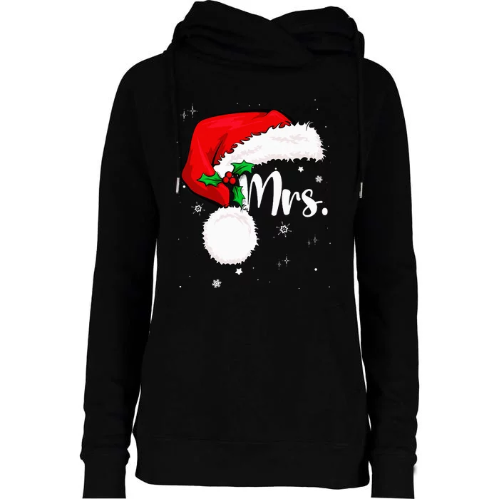 Mr Mrs Claus Christmas Couples Matching His And Her Pajamas Womens Funnel Neck Pullover Hood