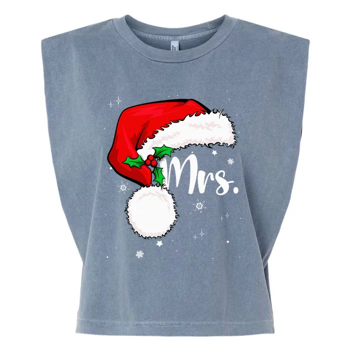 Mr Mrs Claus Christmas Couples Matching His And Her Pajamas Garment-Dyed Women's Muscle Tee